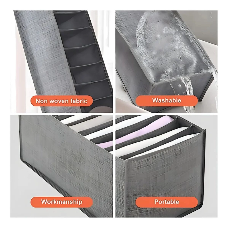 ORGANIZADOR DE ROPA PLEGABLE PARA CAJON 6 PIEZAS GRIS - 7