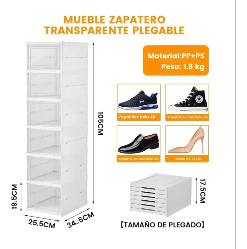 ORGANIZADOR PLEGABLE DE ZAPATOS 6 NIVELES PARA HOGAR - 5