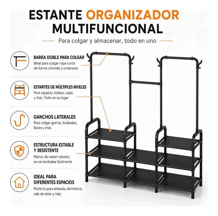PERCHERO DOBLE MULTIFUNCIONAL PARA ROPA Y CALZADO - 3