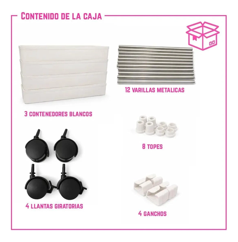 CARRITO ORGANIZADOR DELGADO DE 4 NIVELES CON CAJONES - 6
