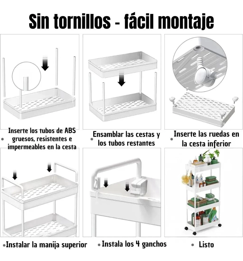 CARRITO ORGANIZADOR DELGADO DE 4 NIVELES CON CAJONES - 8