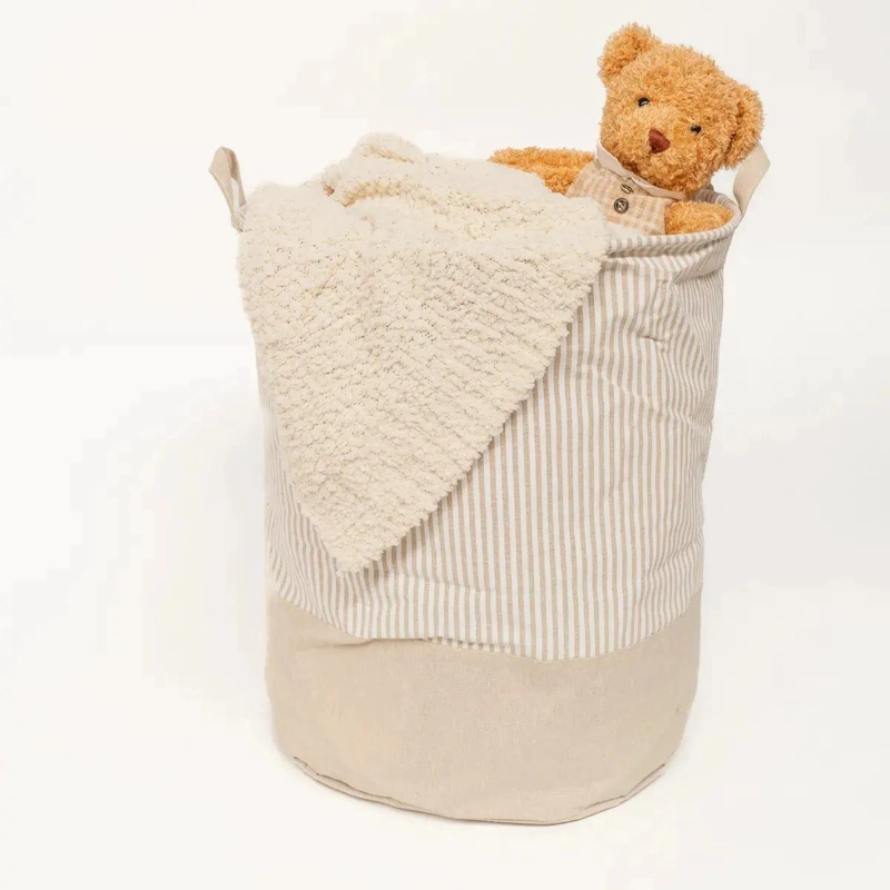 CESTO ORGANIZADOR BEIGE 40X50 CM PARA ROPA Y JUGUETES - 4