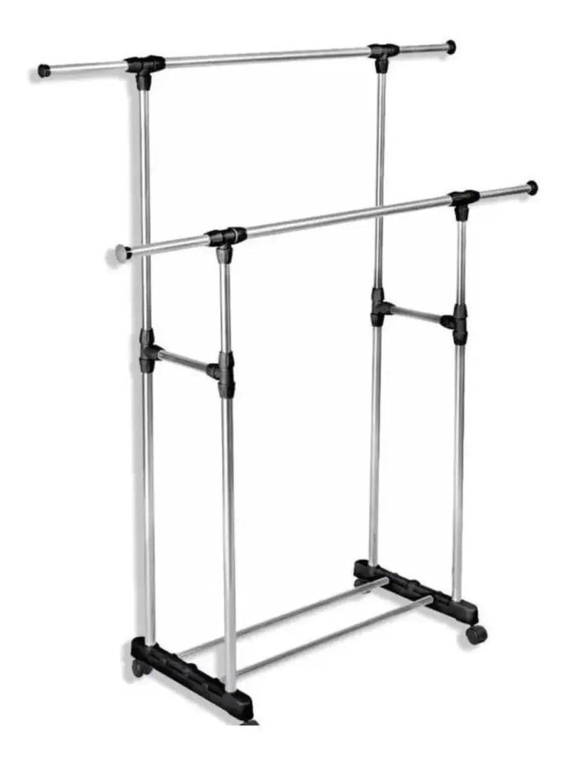 PERCHERO COLGADOR DOBLE METALICO CON RUEDAS PARA ROPA - 3