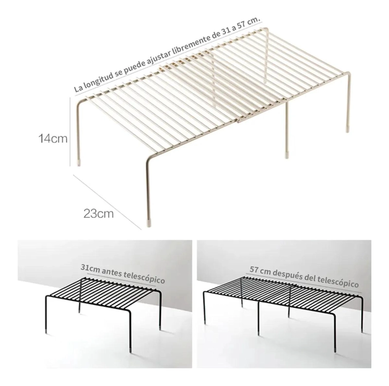 JUEGO DE 3 ESTANTES EXTENSIBLES DE HIERRO PARA ALACENA Y COCINA - 2