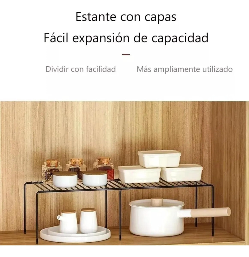 JUEGO DE 3 ESTANTES EXTENSIBLES DE HIERRO PARA ALACENA Y COCINA - 4