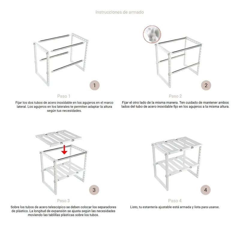 ORGANIZADOR EXTENSIBLE DE COCINA PARA BAJO LAVAPLATOS - 5