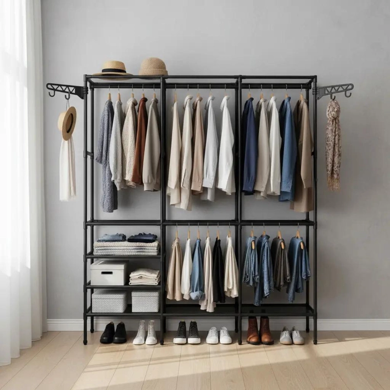 CLOSET ORGANIZADOR ARMABLE NEGRO PARA ROPA Y ACCESORIOS - 5