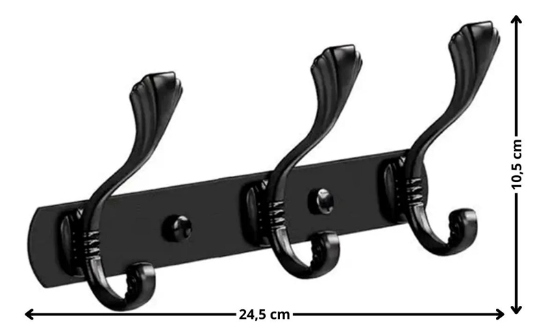 PERCHERO COLGADOR DE PARED CON 3 GANCHOS EN COLOR NEGRO - 2