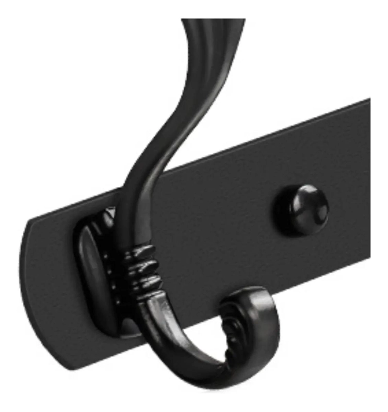 PERCHERO COLGADOR DE PARED CON 3 GANCHOS EN COLOR NEGRO - 3