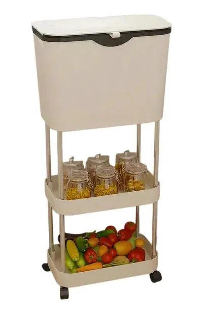ESTANTE VERTICAL ORGANIZADOR CON TACHO PARA COCINA Y HOGAR - 1