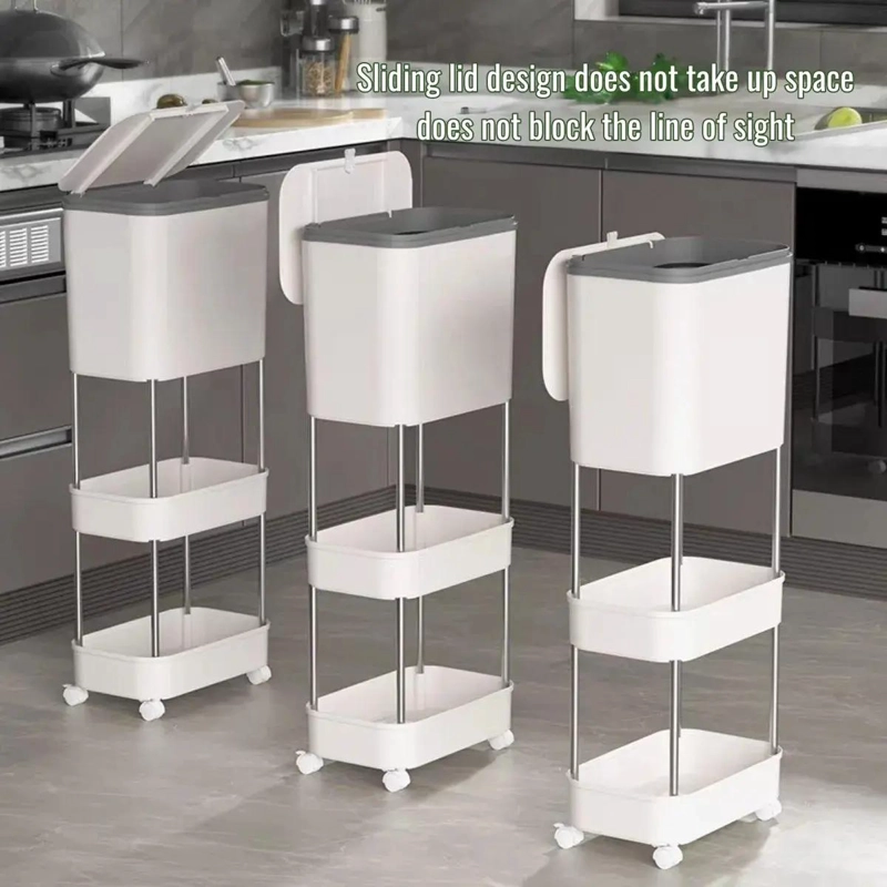 ESTANTE VERTICAL ORGANIZADOR CON TACHO PARA COCINA Y HOGAR - 2