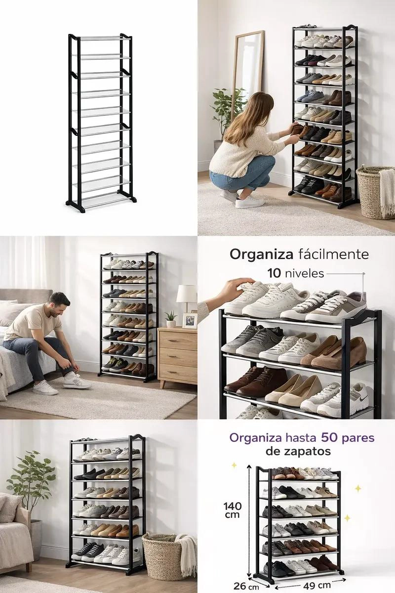 ZAPATERO METALICO ORGANIZADOR DE 10 NIVELES PARA CALZADO - 2