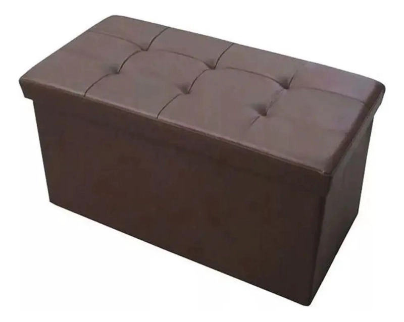 PUFF BAUL ORGANIZADOR PLEGABLE COLOR CAFE  38X76X38 CM - 1
