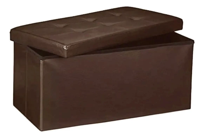 PUFF BAUL ORGANIZADOR PLEGABLE COLOR CAFE  38X76X38 CM - 3