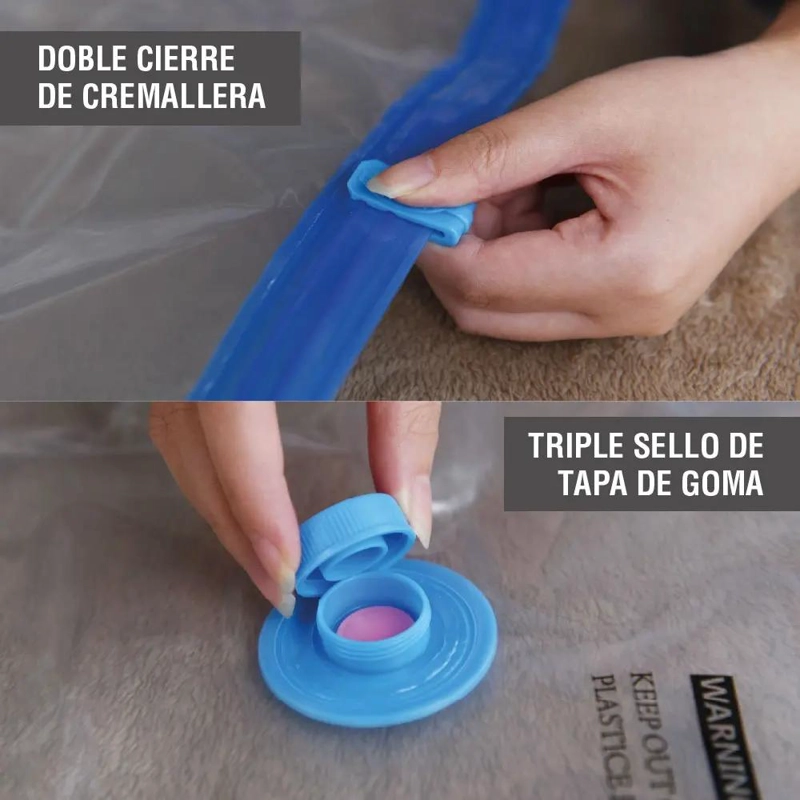 PACK DE 6 BOLSAS ORGANIZADORAS AL VACIO CON BOMBA MANUAL 100X80 CM - 2