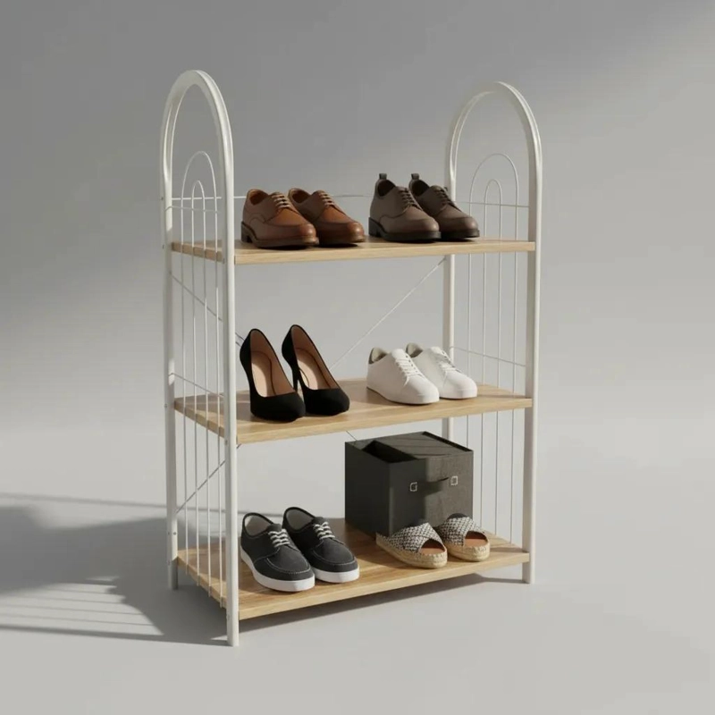 ZAPATERO DE MADERA DE 3 ESTANTES PARA ORGANIZAR - 4