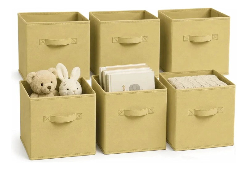 PACK DE 6 CAJAS ORGANIZADORAS PLEGABLES BEIGE PARA CLOSET - 1