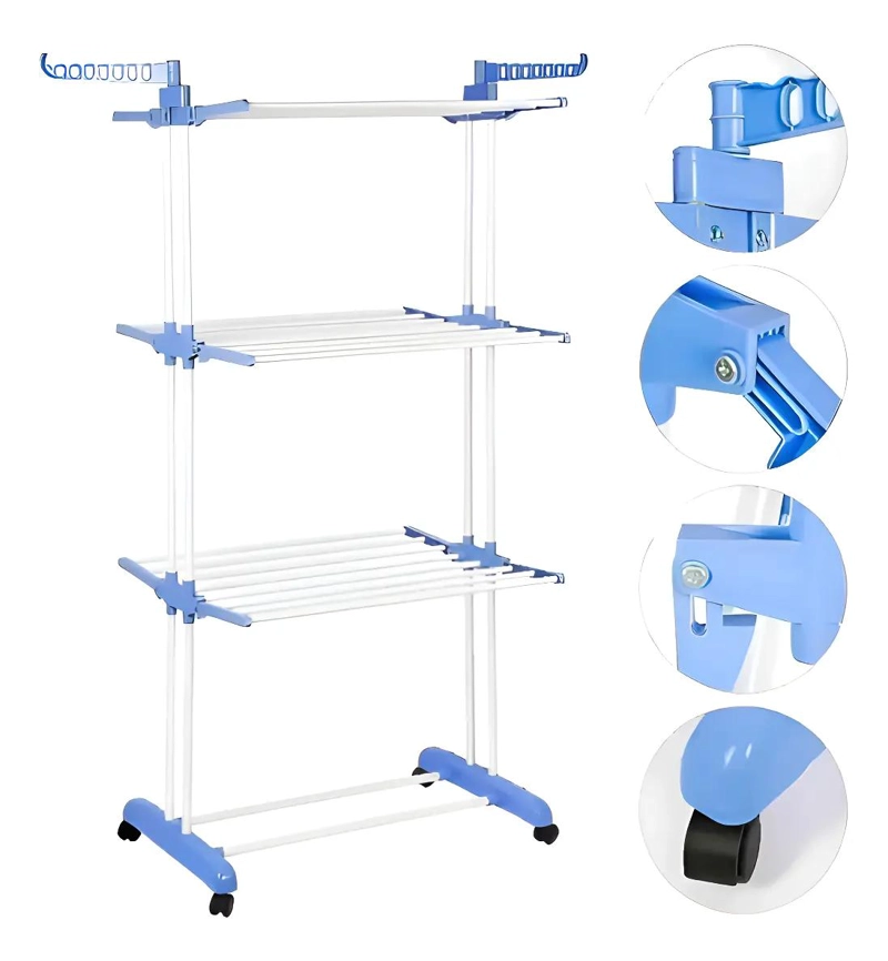 TENDEDERO COLGADOR PLEGABLE DE 3 NIVELES PARA ROPA - 1