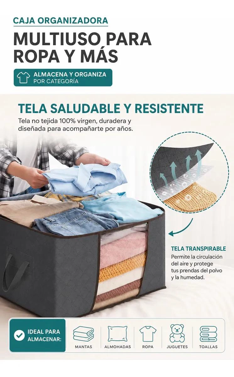 PACK DE 6 BOLSAS ORGANIZADORAS DE ROPA DE 35 LITROS - 6