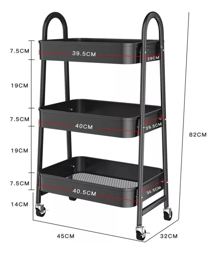CARRITO ORGANIZADOR DE ALMACENAMIENTO CON 3 NIVELES Y RUEDAS - 2