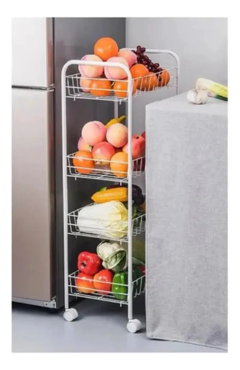 CARRITO ORGANIZADOR DE VERDURAS Y FRUTAS CON 4 ESTANTES Y RUEDAS - 5