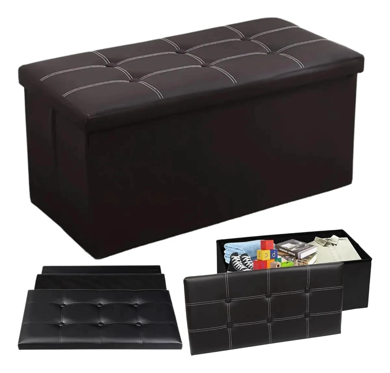 BANQUETA BAUL PUFF ORGANIZADOR PLEGABLE 76X38CM PARA HOGAR - 1