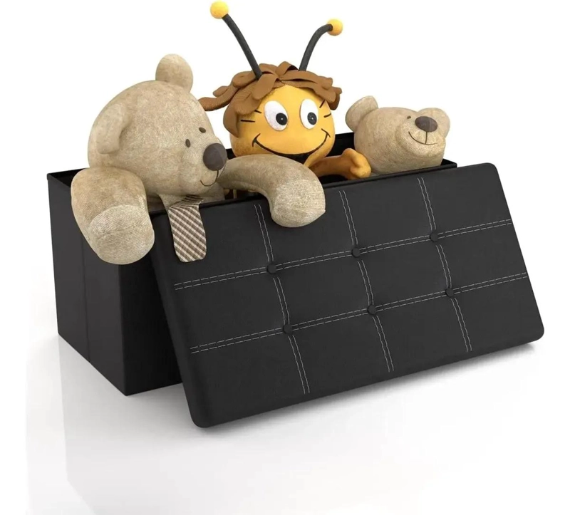 BANQUETA BAUL PUFF ORGANIZADOR PLEGABLE 76X38CM PARA HOGAR - 10