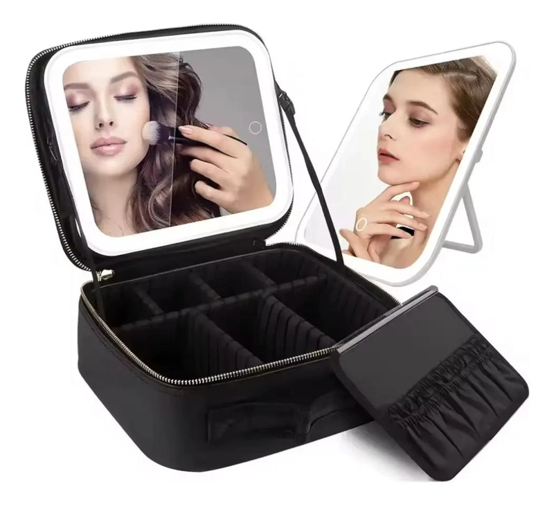 ORGANIZADOR DE MAQUILLAJE CON ESPEJO LED Y GRAN CAPACIDAD - 1