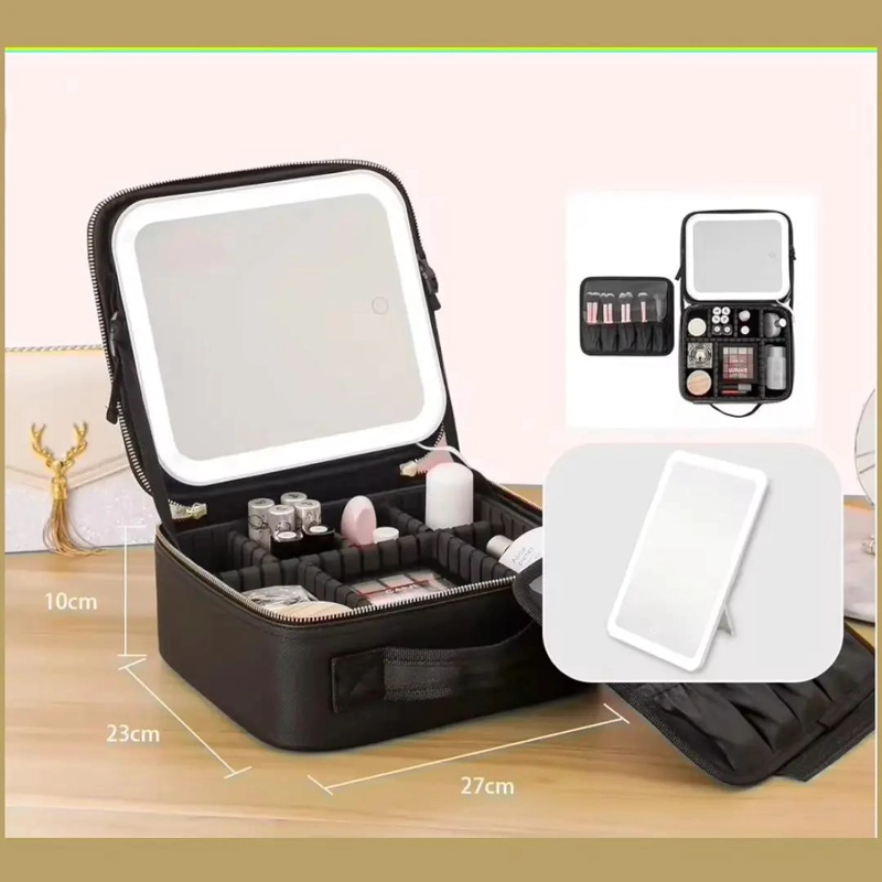 ORGANIZADOR DE MAQUILLAJE CON ESPEJO LED Y GRAN CAPACIDAD - 3