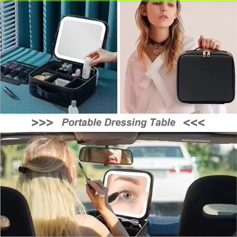 ORGANIZADOR DE MAQUILLAJE CON ESPEJO LED Y GRAN CAPACIDAD - 5