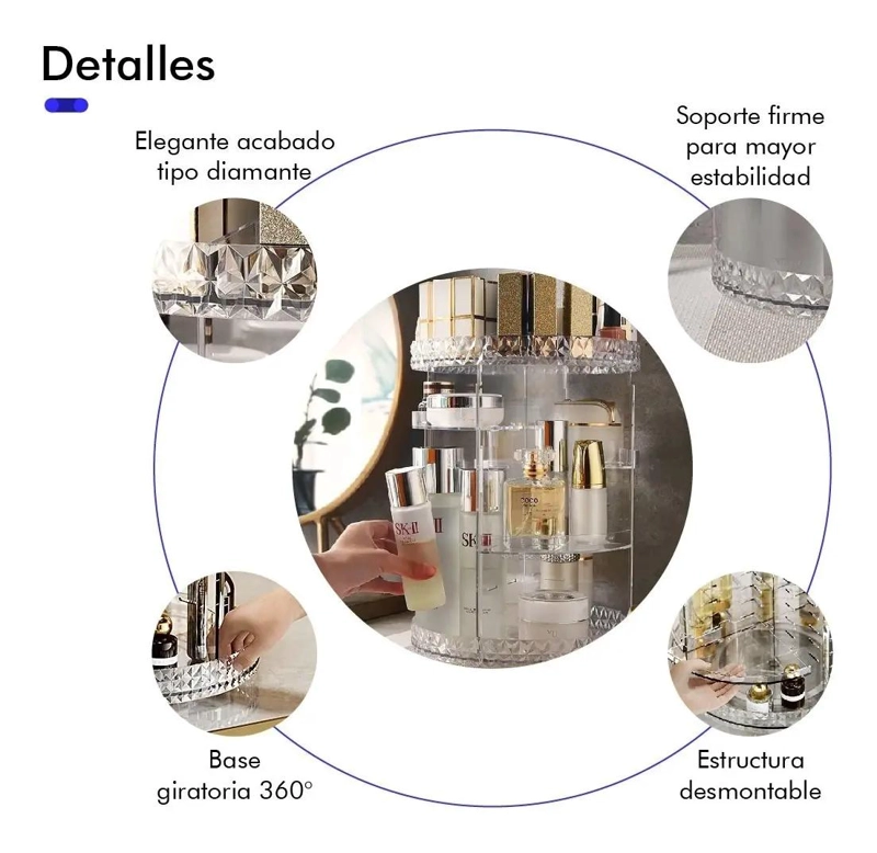 ORGANIZADOR GIRATORIO DE MAQUILLAJE CON 9 COMPARTIMENTOS - 3