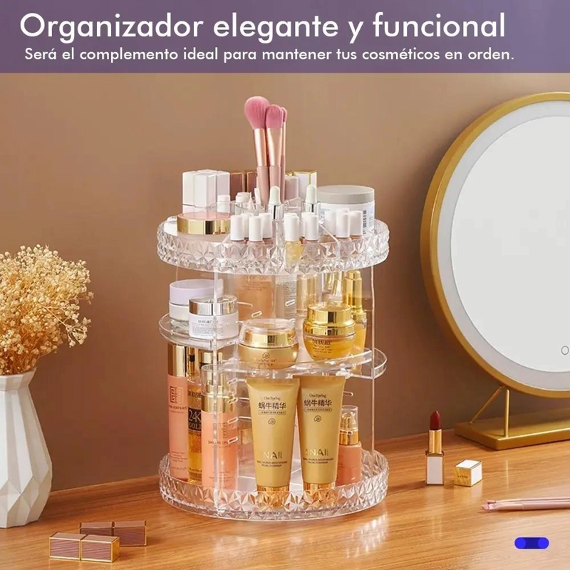 ORGANIZADOR GIRATORIO DE MAQUILLAJE CON 9 COMPARTIMENTOS - 5