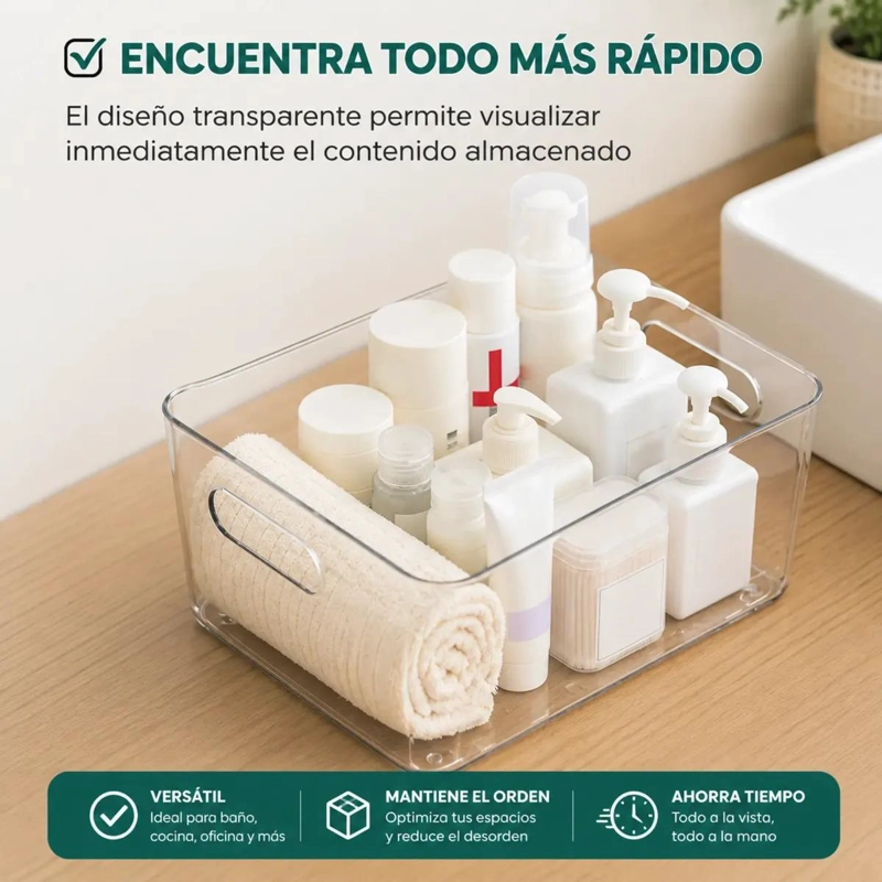 PACK DE 2 ORGANIZADORES TRANSPARENTES PARA REFRIGERADOR Y COCINA - 6