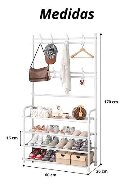 MUEBLE ORGANIZADOR PERCHERO Y ZAPATERO DE 4 NIVELES - 2