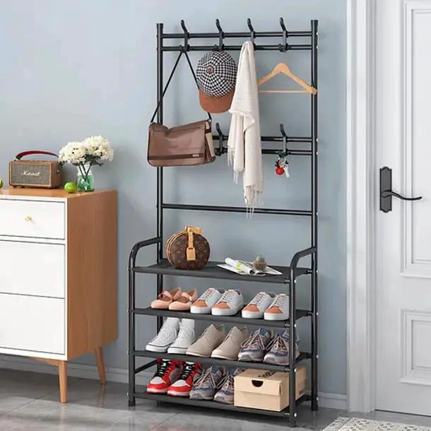 MUEBLE ORGANIZADOR PERCHERO Y ZAPATERO DE 4 NIVELES - 3