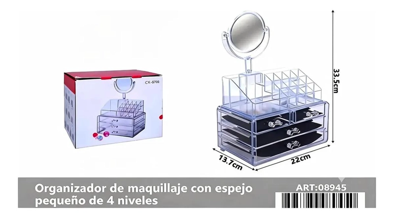 ORGANIZADOR DE MAQUILLAJE CON MULTIPLES COMPARTIMENTOS Y DISEÑO ELEGANTE - 1