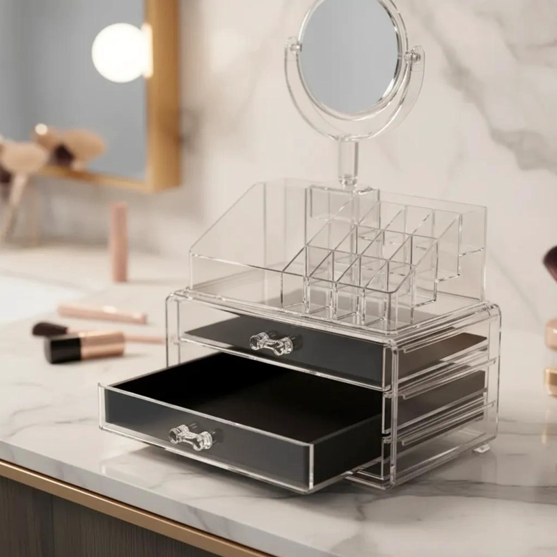 ORGANIZADOR DE MAQUILLAJE CON MULTIPLES COMPARTIMENTOS Y DISEÑO ELEGANTE - 4