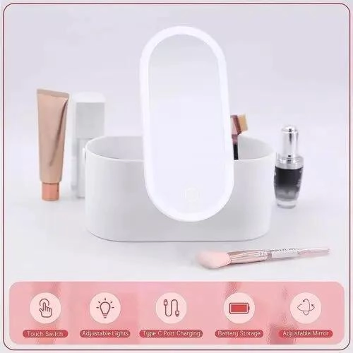 CAJA ORGANIZADORA CON ESPEJO Y LUZ LED PARA MAQUILLAJE - 4