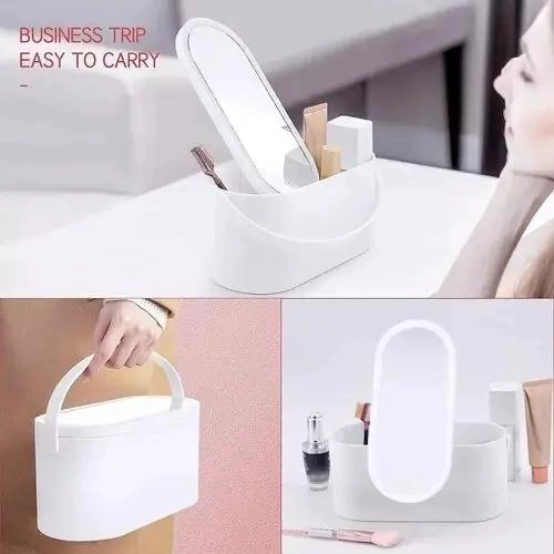CAJA ORGANIZADORA CON ESPEJO Y LUZ LED PARA MAQUILLAJE - 6