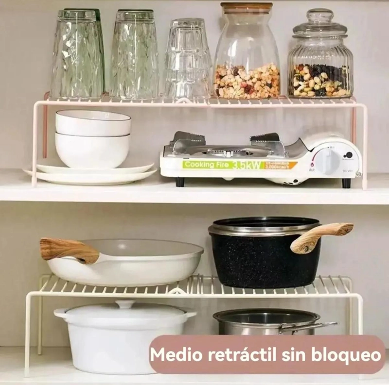 JUEGO DE 3 ESTANTES EXTENSIBLES DE HIERRO PARA ORGANIZAR COCINA - 5