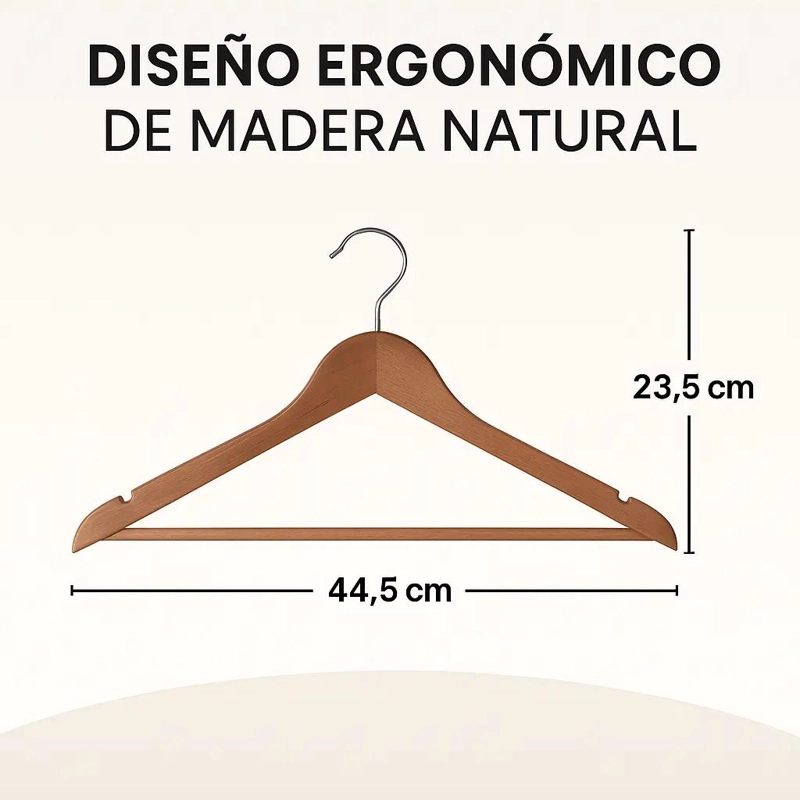 COLGADORES DE MADERA ERGONOMICOS PARA ROPA - 2