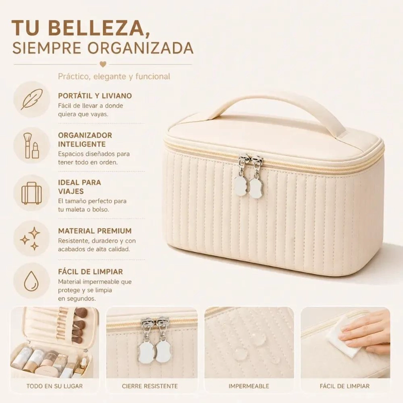 BOLSO ORGANIZADOR DE VIAJE PARA COSME TICOS Y MAQUILLAJE - 4