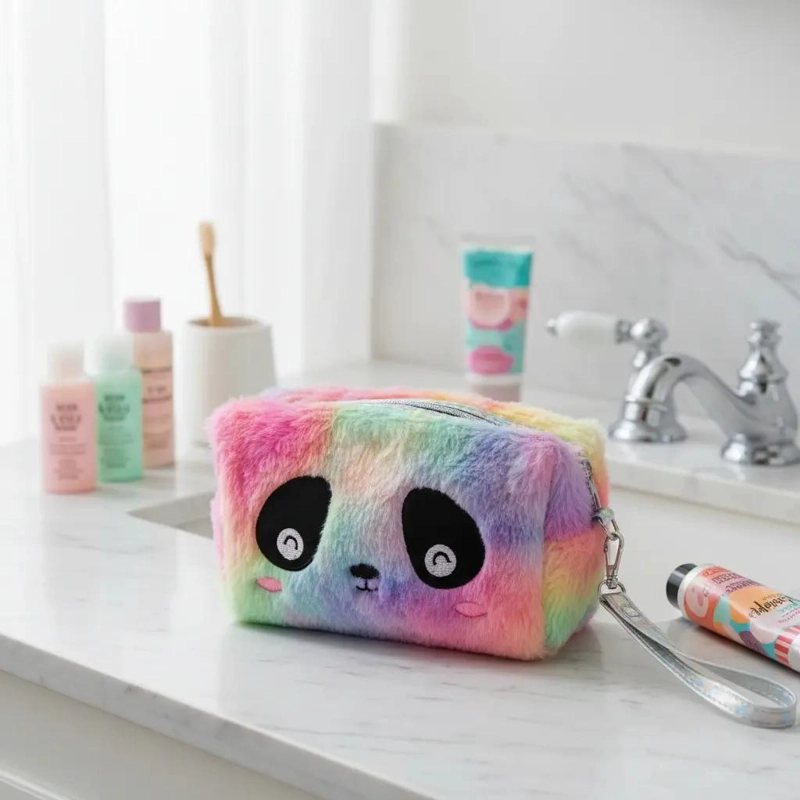 ESTUCHE DE PELUCHE SUAVE CON DISEÑO DE OSO PANDA MULTICOLOR - 1