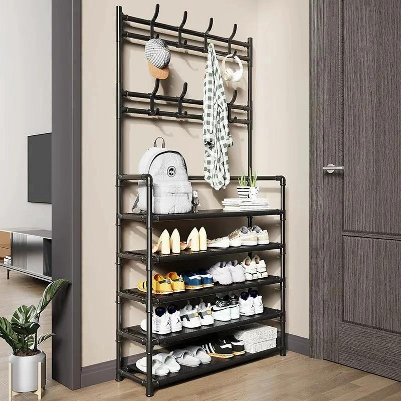 ZAPATERA ORGANIZADOR ESTANTE 5 NIVELES Y PERCHERO MULTIFUNCIONAL - 2