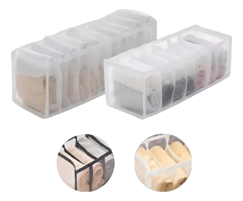 SET DE 2 CAJAS ORGANIZADORAS PARA ROPA INTERIOR CON DIVISIONES - 1