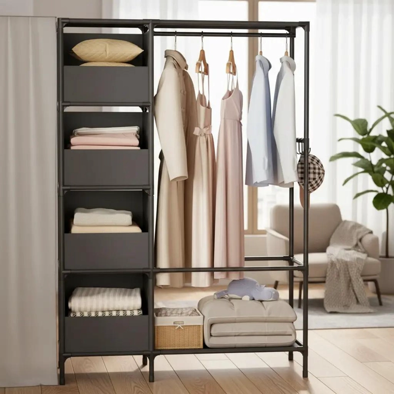 PERCHERO ORGANIZADOR MODERNO CON ESTANTES Y GANCHOS - 2