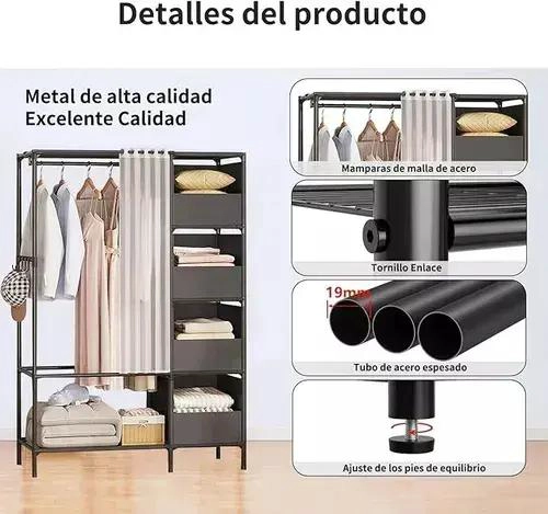 PERCHERO ORGANIZADOR MODERNO CON ESTANTES Y GANCHOS - 6