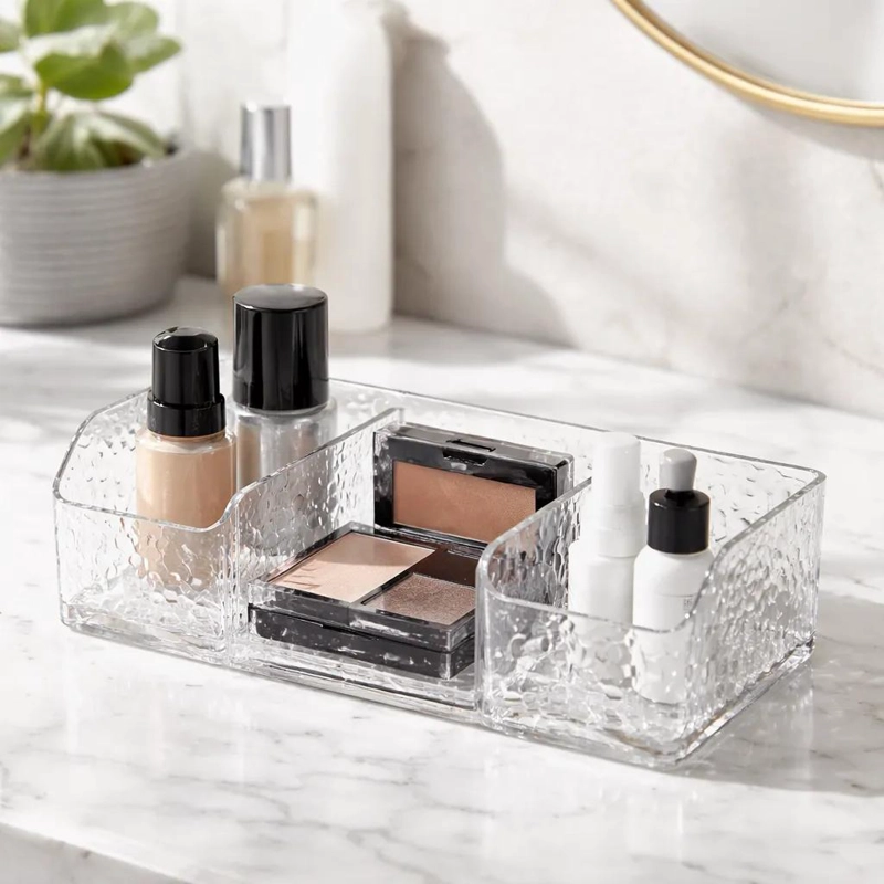 ORGANIZADOR ACRILICO PARA MAQUILLAJE CON 3 DIVISIONES - 1