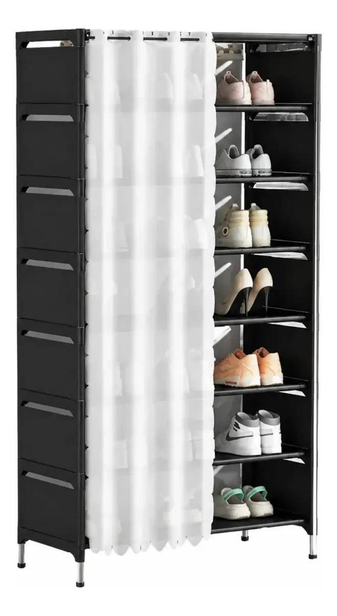ZAPATERO VERTICAL DE 8 NIVELES CON CORTINA PROTECTORA - 1