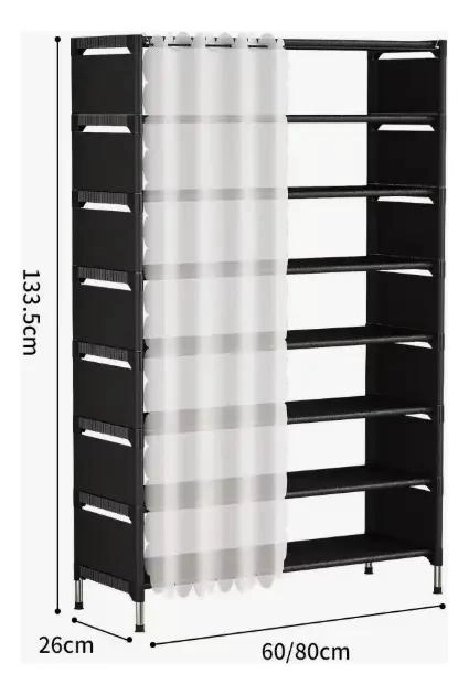ZAPATERO VERTICAL DE 8 NIVELES CON CORTINA PROTECTORA - 4